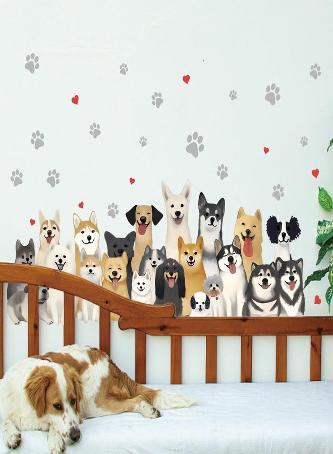 SUPERDANT Dog Wall Stickers Watercolor Dogs Animals Wall Decal Puppy with Paw Print Decals Peel and Stick Vinyl Art Sticker Wallpaper for Kid's Room Bedroom Livingroom Nursery Decoration - Image 4