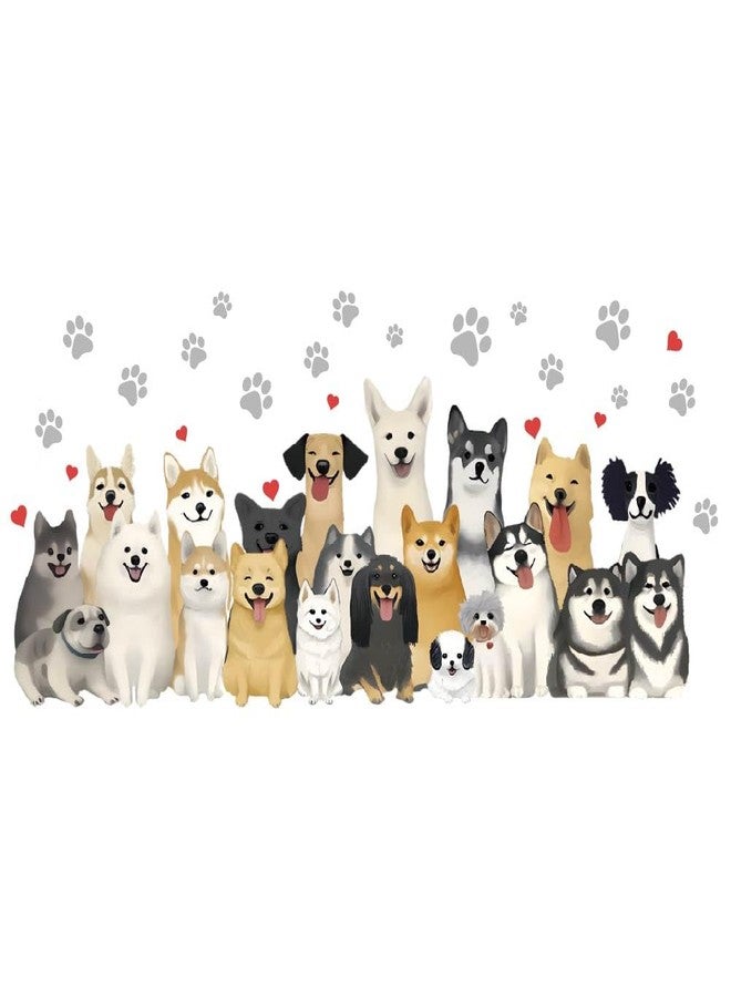 SUPERDANT Dog Wall Stickers Watercolor Dogs Animals Wall Decal Puppy with Paw Print Decals Peel and Stick Vinyl Art Sticker Wallpaper for Kid's Room Bedroom Livingroom Nursery Decoration - Image 3