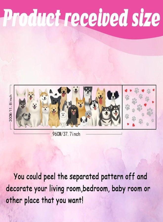 SUPERDANT Dog Wall Stickers Watercolor Dogs Animals Wall Decal Puppy with Paw Print Decals Peel and Stick Vinyl Art Sticker Wallpaper for Kid's Room Bedroom Livingroom Nursery Decoration - Image 2