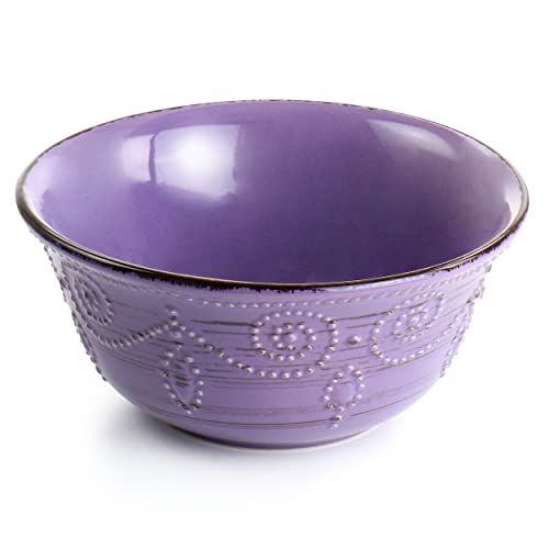 Elama Rustic Birch 16 Piece Stoneware Dinnerware Set in Purple, Purple with Brown Accents, (EL-RUSTICBIRCH) - Image 5