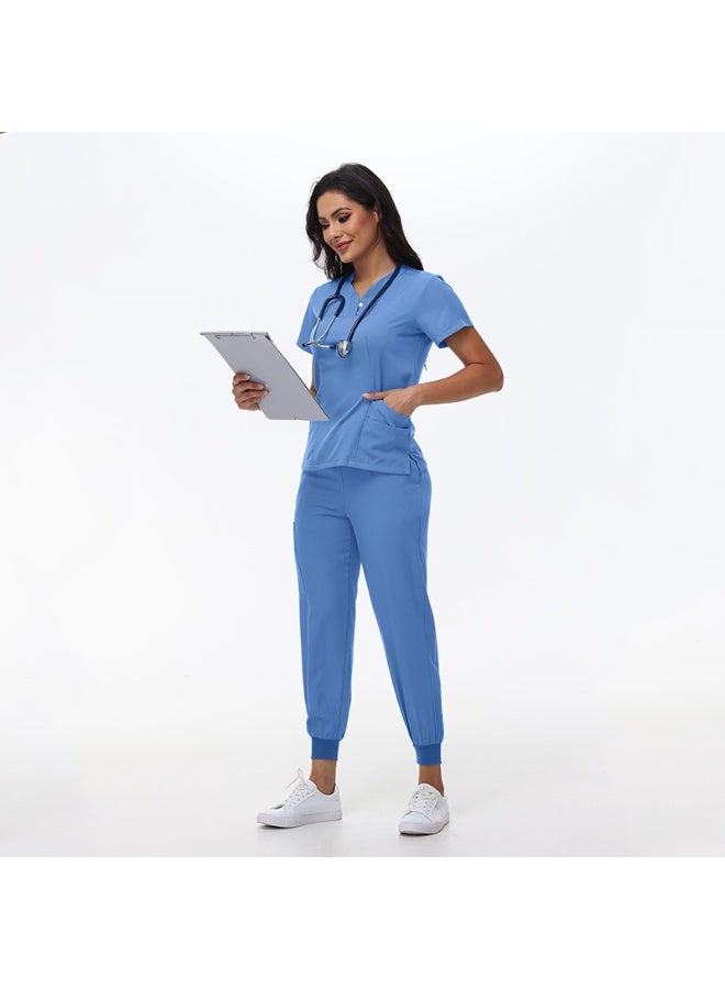NIBEMINENT Beauty Salon Overalls Dental Nursing  Set Surgical Workwear Hospital Nurse Suit Women Medical Uniform - Image 1