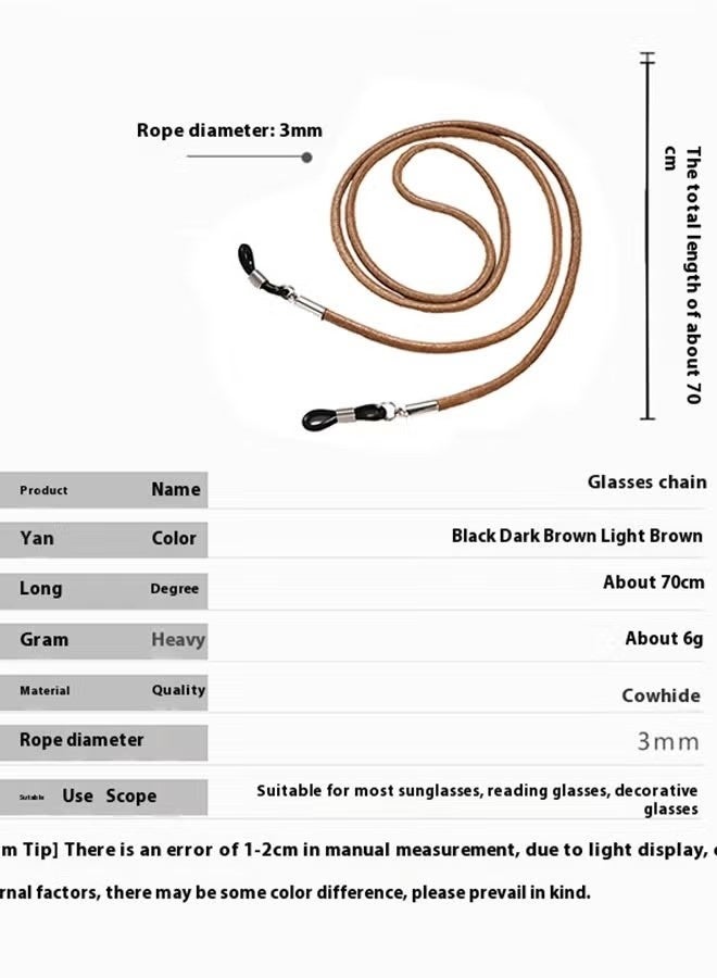 2pcs Fashion new anti-lost cowhide neck glasses rope glasses accessories anti-lost lanyard (black+brown) - Image 2