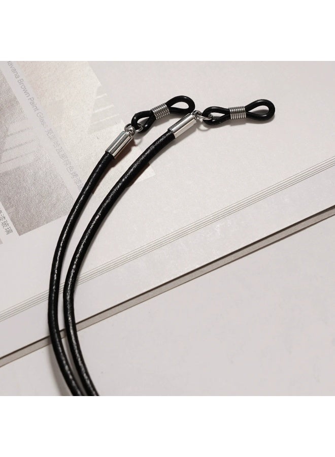 2pcs Fashion new anti-lost cowhide neck glasses rope glasses accessories anti-lost lanyard (black+brown) - Image 3