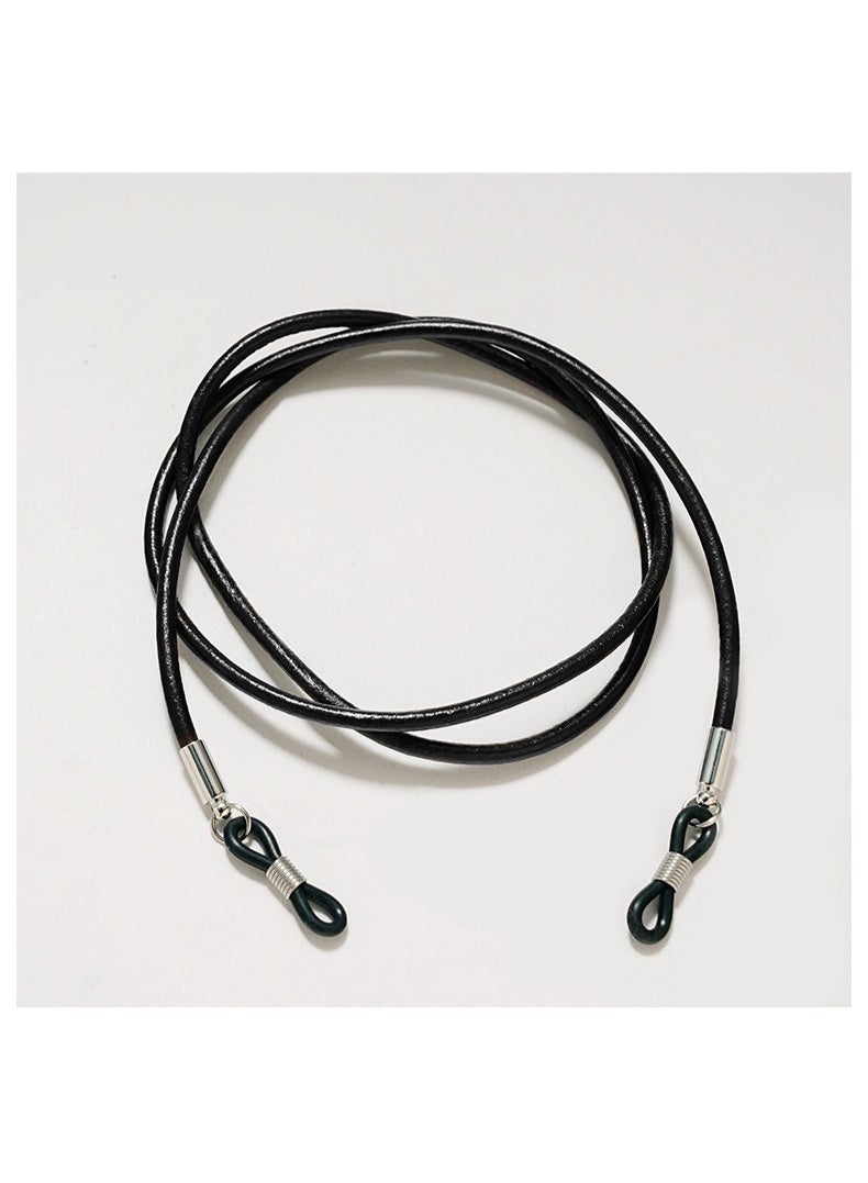 2pcs Fashion new anti-lost cowhide neck glasses rope glasses accessories anti-lost lanyard (black+brown) - Image 5