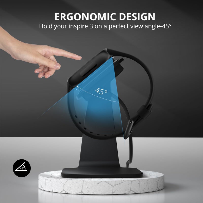 NANW قاعدة شحن NANW متوافقة مع Fitbit Inspire 3، محطة شحن مع كابل بطول 4.5 قدم، ملحقات بديلة لساعات Inspire 3 الذكية، باللون الأسود - Image 3