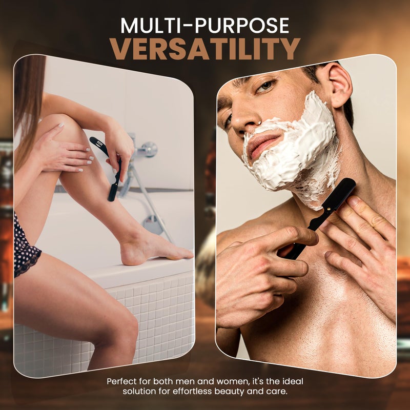 Utopia Care Professional Straight Razor for Men, Barber Straight Edge Razor Safety with 100 Pack Blades, Black - Image 3