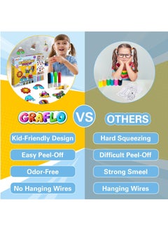 GRAFLO مجموعة طلاء النوافذ الفنية - فن DIY للأطفال، مجموعة صائدات الشمس - 23 صائدة لأشعة الشمس وأكواب شفط مع 12 طلاء - صائدات الشمس للأطفال للطلاء - مجموعة فنون وحرف النوافذ والمرايا للأطفال  - Image 2