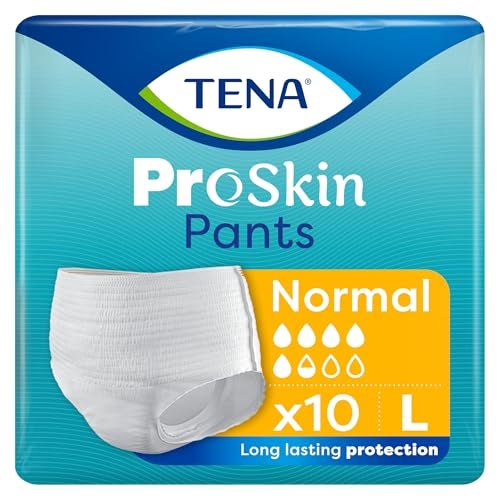 TENA Normal Unisex Adult Diaper Pants Style, Large Size (L) | 10 Units | Waist 100-130cms | 39-53 inch | 3X Protection | World's Leading Incontinence Brand | For Heavy Urine Leaks - Image 1