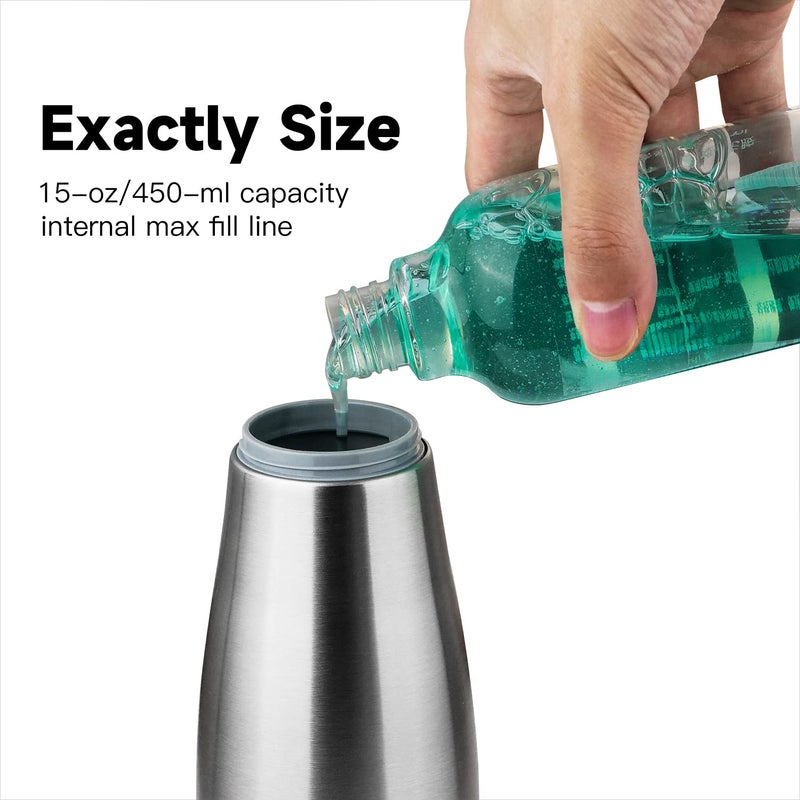 AIKE 15fl.oz Stainless Steel Liquid Soap Dispenser for Dish and Hand Soap - Image 4