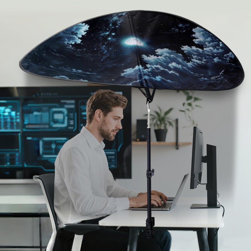 VSUNTENT Large Size 52''Office Cubicle Shade Cubicle Desk Light Shield to Block Anti-Glare Cover Light Sensitive Professionals Cubicle Light Quick Install Shading Light Shade with Clamp(Patent Pending) - Image 3
