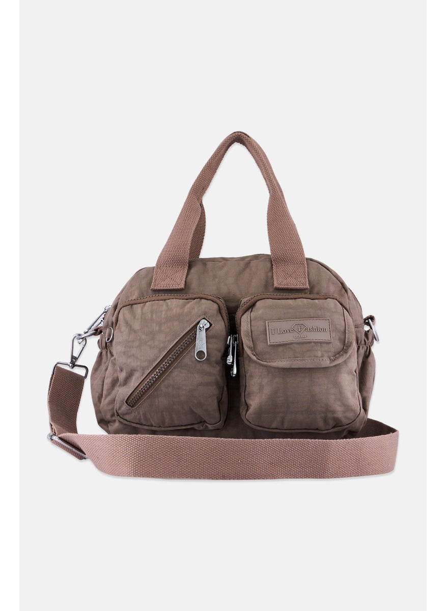 I Love Fashion Women Brand Logo Handbag 31 L x 21 H x 12 W cm, Taupe  - Image 2