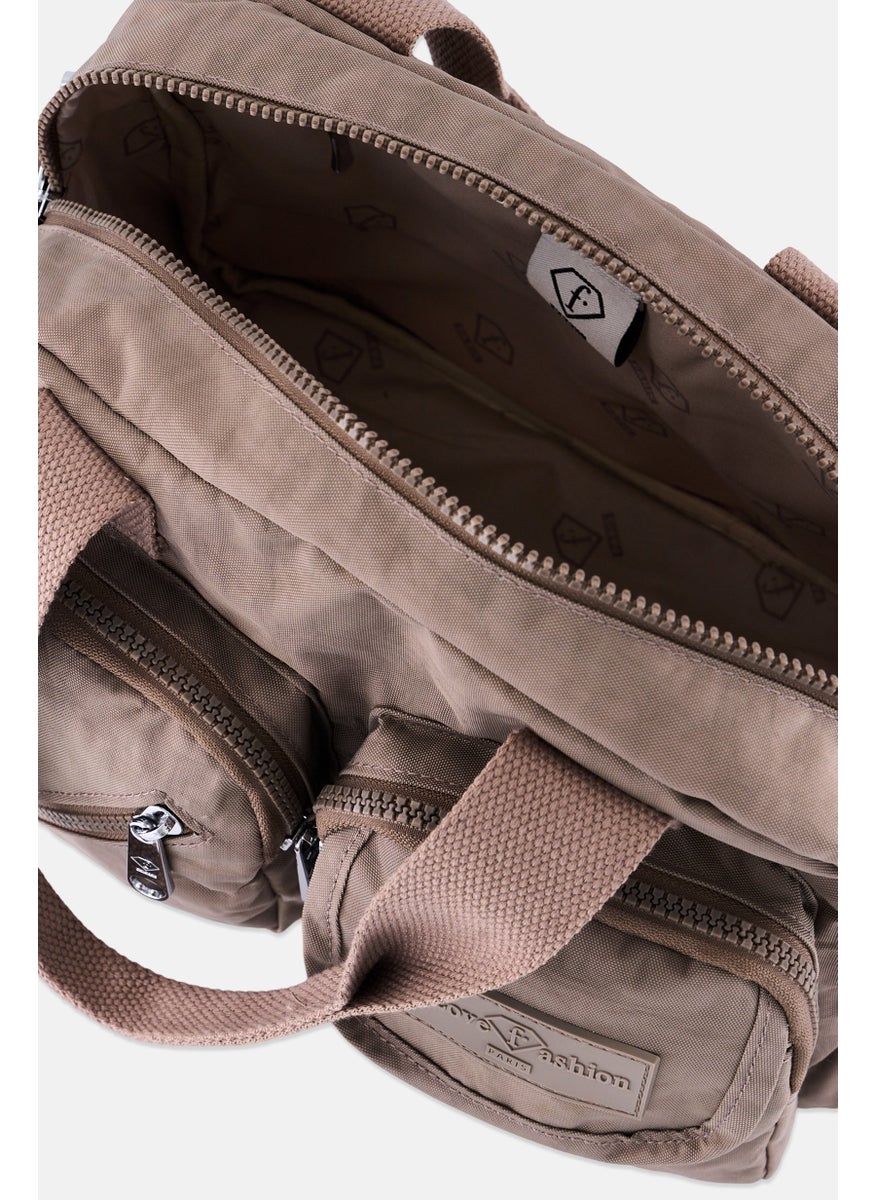 I Love Fashion Women Brand Logo Handbag 31 L x 21 H x 12 W cm, Taupe  - Image 4