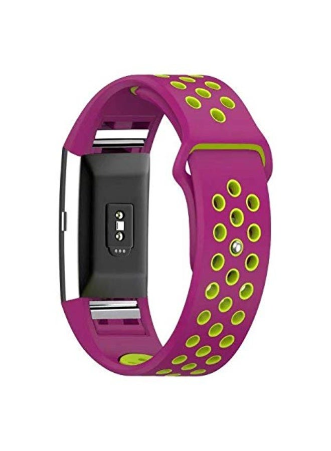 Double Color Sport Silicone Strap Compatible with Fitbit Charge 2 – Durable Smartwatch Replacement Band (Purple/Yellow)