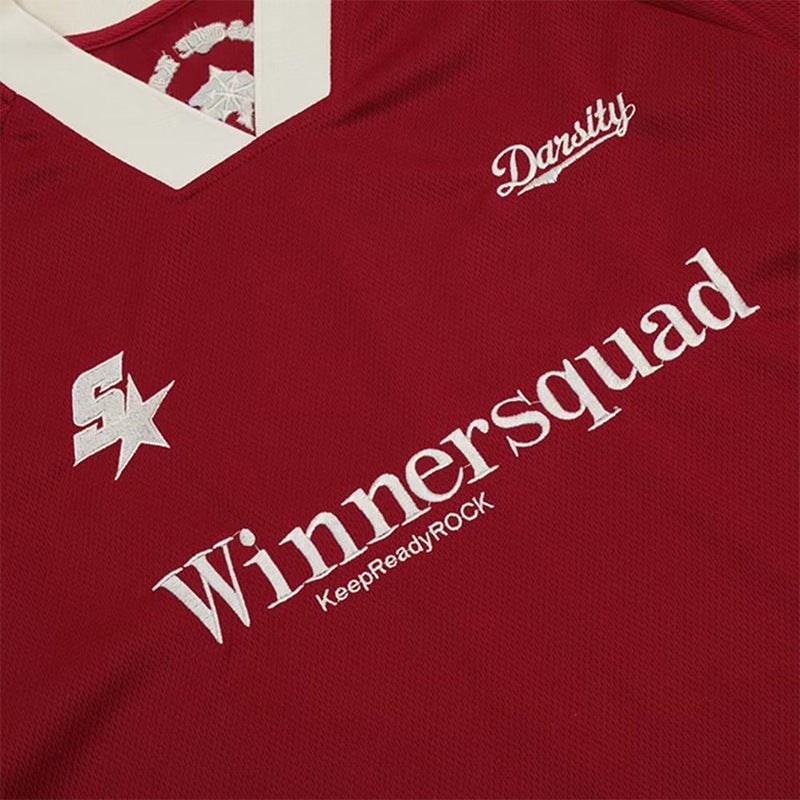 Hiphop National Fashion American Retro Jersey V-Neck Short-Sleeved T-Shirt Men'S And Women'S Oversize Hip-Hop Loose Top - Image 3