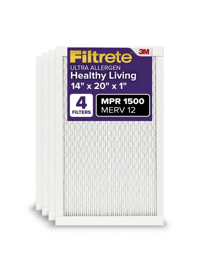 FILTRETE Filtrete 14x20x1 AC Furnace Air Filter, MERV 12, MPR 1500, CERTIFIED Asthma & Allergy Friendly, 3-Month Pleated 1-Inch Electrostatic Air Cleaning Filter, 4-Pack (Actual Size 13.81x19.81x0.78 in)  - Image 1