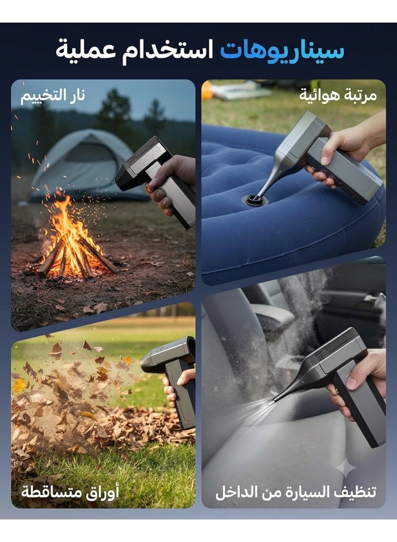 منفاخ هواء لاسلكي قابل لإعادة الشحن لتنظيف الغبار بسرعة عالية مع تحكم في قوة الهواء للكمبيوتر واللابتوب ولوحة المفاتيح والسيارة والمنزل - Image 4