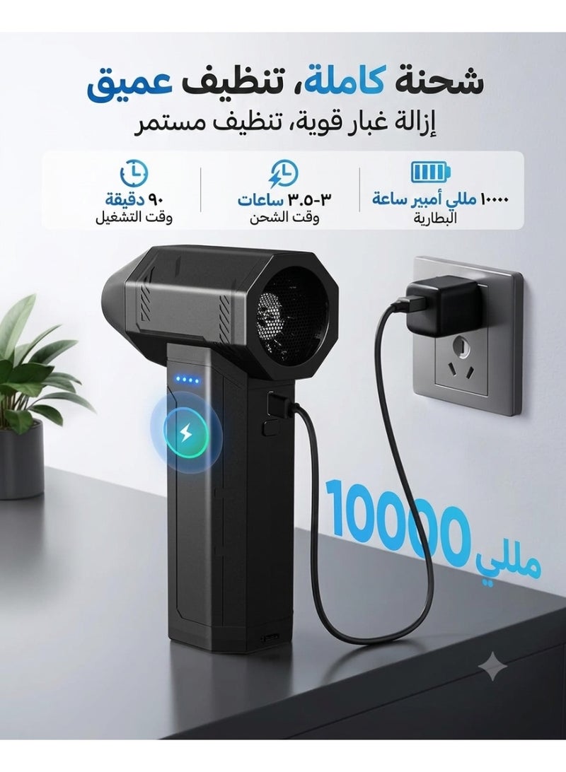 منفاخ هواء لاسلكي قابل لإعادة الشحن لتنظيف الغبار بسرعة عالية مع تحكم في قوة الهواء للكمبيوتر واللابتوب ولوحة المفاتيح والسيارة والمنزل - Image 2