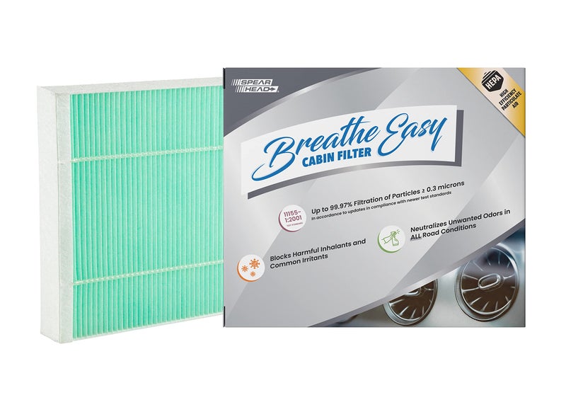 Spearhead HEPA Breathe Easy Cabin Filter Up to 9997 Filtration of 03 Micron Particles wNo Airflow Reduction BE966H