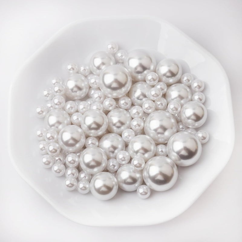 YIXUAN Glossy Polished Pearl Beads, 120pcs 10mm/20mm/25mm Non Drilled Plastic Pearls, Faux Pearl Beads Without Holes for Vase Filler, DIY Craft, Table Scatter, Wedding Decoration, Home Decoration - Image 1