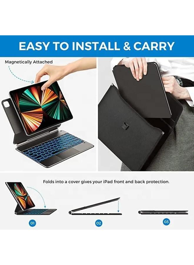 erorex Arabic And English Ipad Magic Keyboard Case For 12.9 Inch. Wireless Backlit Multi Touch Trackpad Keyboard Ipad Pro 12.9 - Image 2