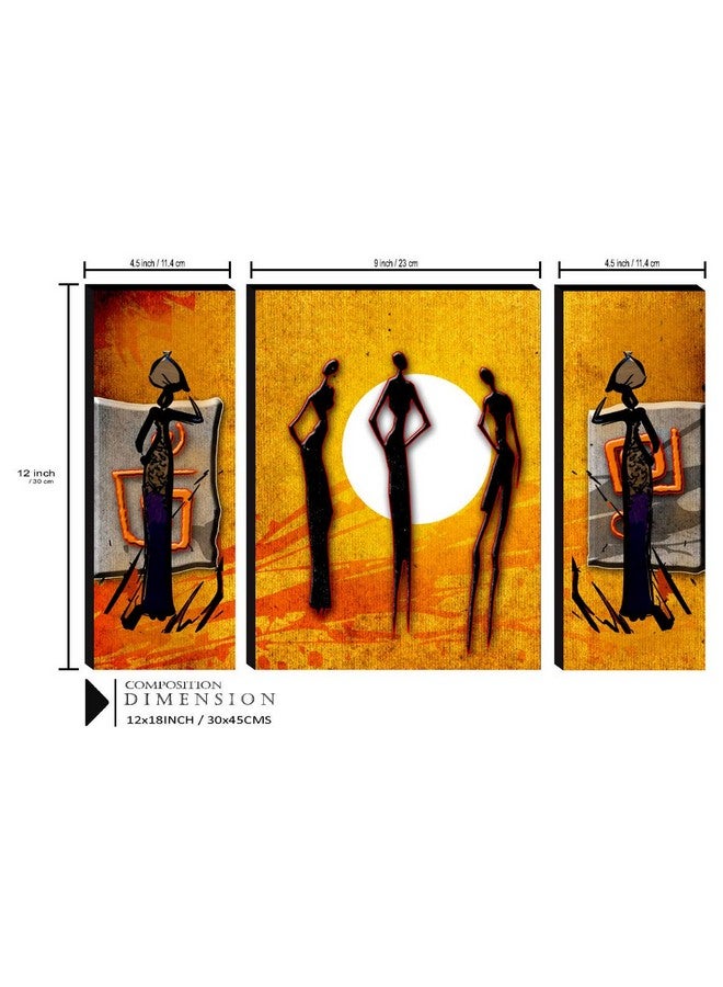 SAF paintings Set of 3 Traditional Woman Modern Art Paintings for living room with frame Self Adeshive UV Textured MDF Framed Painting 12 Inch X 18 Inch SAF-JM7711 - Image 3