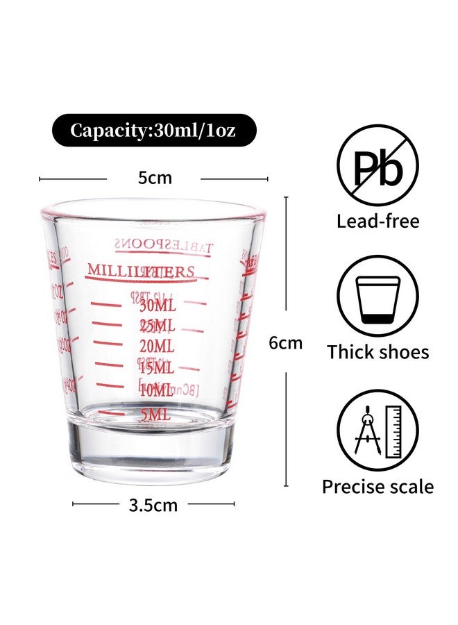 BCnmviku Measuring cup Espresso Shot Glass Liquid Heavy Glass Wine Glass 26-Incremental Measurement 1oz, 6 Tsp, 2 Tbs, 30ml (2 pack-red) - Image 3