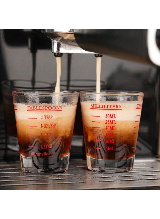 BCnmviku Measuring cup Espresso Shot Glass Liquid Heavy Glass Wine Glass 26-Incremental Measurement 1oz, 6 Tsp, 2 Tbs, 30ml (2 pack-red) - Image 2