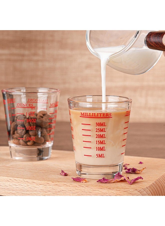 BCnmviku Measuring cup Espresso Shot Glass Liquid Heavy Glass Wine Glass 26-Incremental Measurement 1oz, 6 Tsp, 2 Tbs, 30ml (2 pack-red) - Image 4
