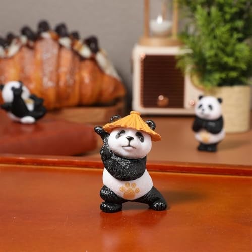 ascension 4 Pieces of Kung Fu Panda Miniature Set Unique Gifts for Girlfriend Boyfriend Panda Miniature Set for Garden Décor, Living Room, Office, Restaurant Decoration, Doll House Decor - Image 4