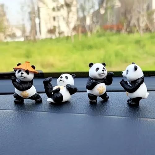 ascension 4 Pieces of Kung Fu Panda Miniature Set Unique Gifts for Girlfriend Boyfriend Panda Miniature Set for Garden Décor, Living Room, Office, Restaurant Decoration, Doll House Decor - Image 2