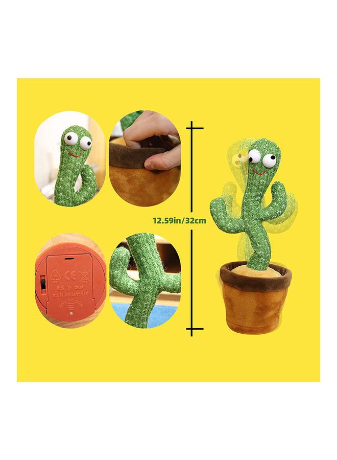 Rock Pow Wriggle Dancing Cactus Repeat What You Say And Sing Electronic Plush Toy Decoration For Kids Funny Early Childhood Education Toys Very Funny Sing+Repeat+Dance+Recording+Led 13.23inch - Image 2