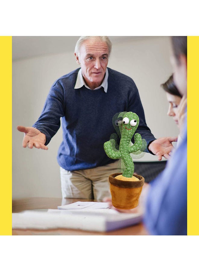 Rock Pow Wriggle Dancing Cactus Repeat What You Say And Sing Electronic Plush Toy Decoration For Kids Funny Early Childhood Education Toys Very Funny Sing+Repeat+Dance+Recording+Led 13.23inch - Image 5