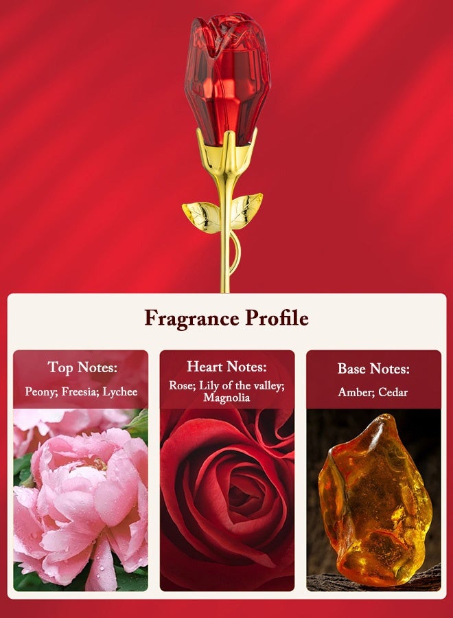 MARK HIM 4-Piece Romantic Rose & Heart Perfume Gift Set for Women, Luxury Floral Fragrance Kit with Rose-Shaped Bottle, Heart & Lip-Shaped Perfumes, Stick, Elegant Eau de Parfum for Valentine’s Day, Anniversary - Image 5
