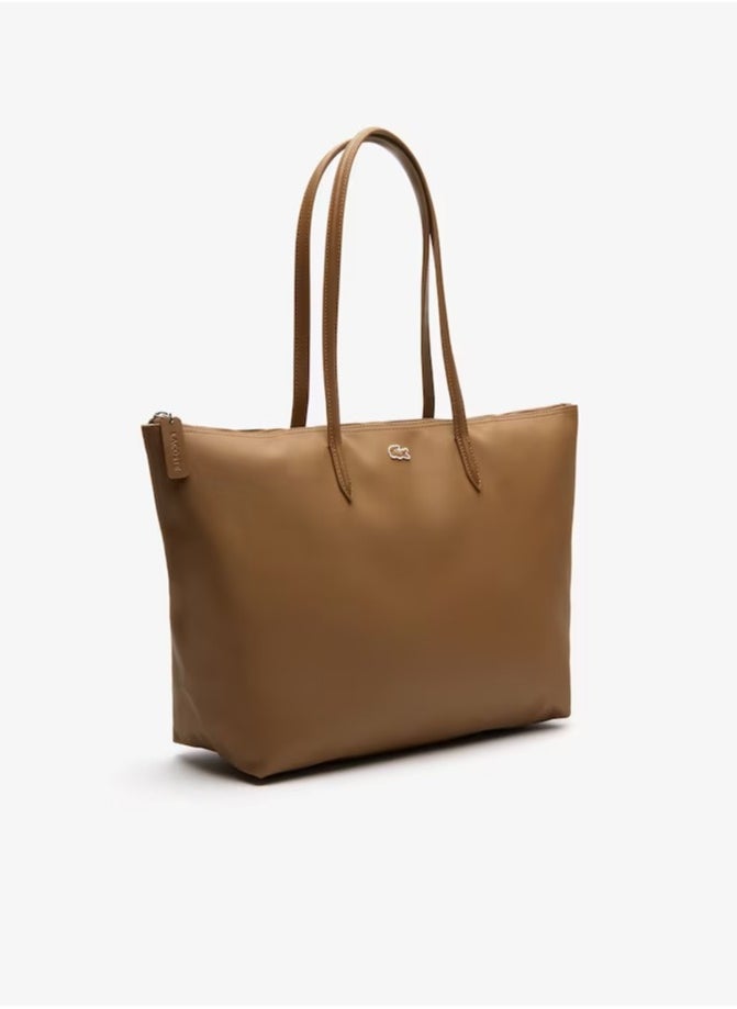 LACOSTE - Women's L12.12 Concept Fashion Versatile Large Capacity Zipper Handbag Tote Bag Shoulder Bag Large Khaki - Image 1