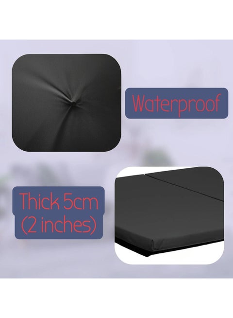 مرتبة أرضية قابلة للطي مقاومة للماء، سرير محمول بسمك ٥ سم للسفر والتخييم بتصميم 3 ألواح مقاس 1.80 م × 60 سم × 5 سم موفرة للمساحة ومريحة وسهلة التخزين (لون أسود)