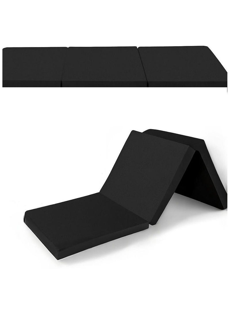 صحاره مرتبة أرضية قابلة للطي مقاومة للماء، سرير محمول بسمك ٥ سم للسفر والتخييم و الجيم بتصميم 3 ألواح مقاس 1.80 م × 60 سم × 5 سم موفرة للمساحة ومريحة وسهلة التخزين (لون أسود) - Image 3