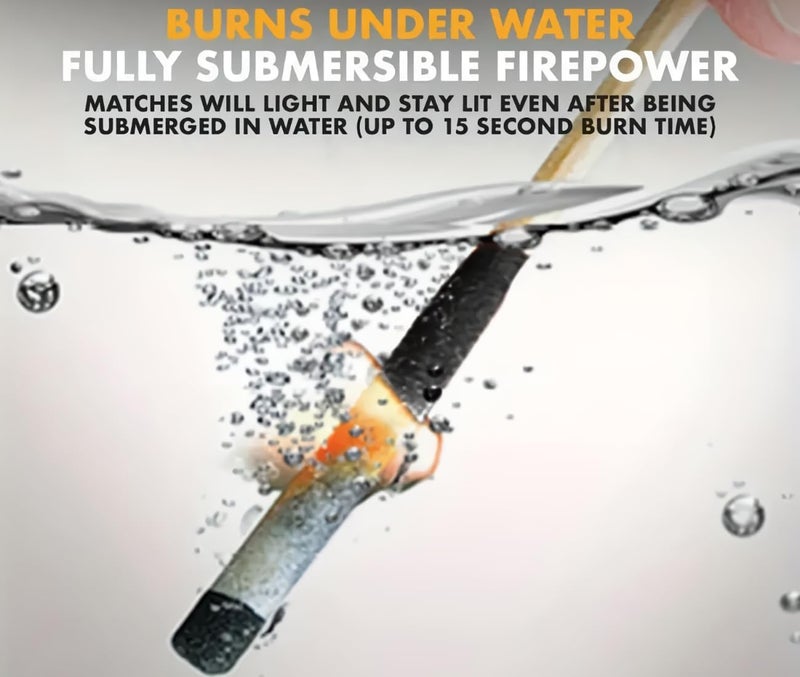 eGreen99 Survival Waterproof Matches Kit – 20/40/60/80/100 Fire Matches + Extra Striker in Metal Tin, Waxed Tinder Cords – Stormproof Windproof Fire Starter for Camping & Emergency (1 x Tin) - Image 3