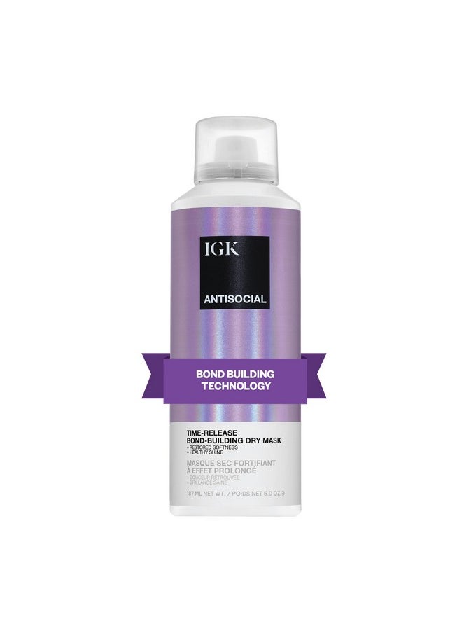 iGK IGK ANTISOCIAL Bond-Building Dry Hair Mask, overnight dry hair mask for damaged hair, revive healthy hair, hair treatment, product for hair breakage, vegan protein treatment 5 Oz  - Image 1