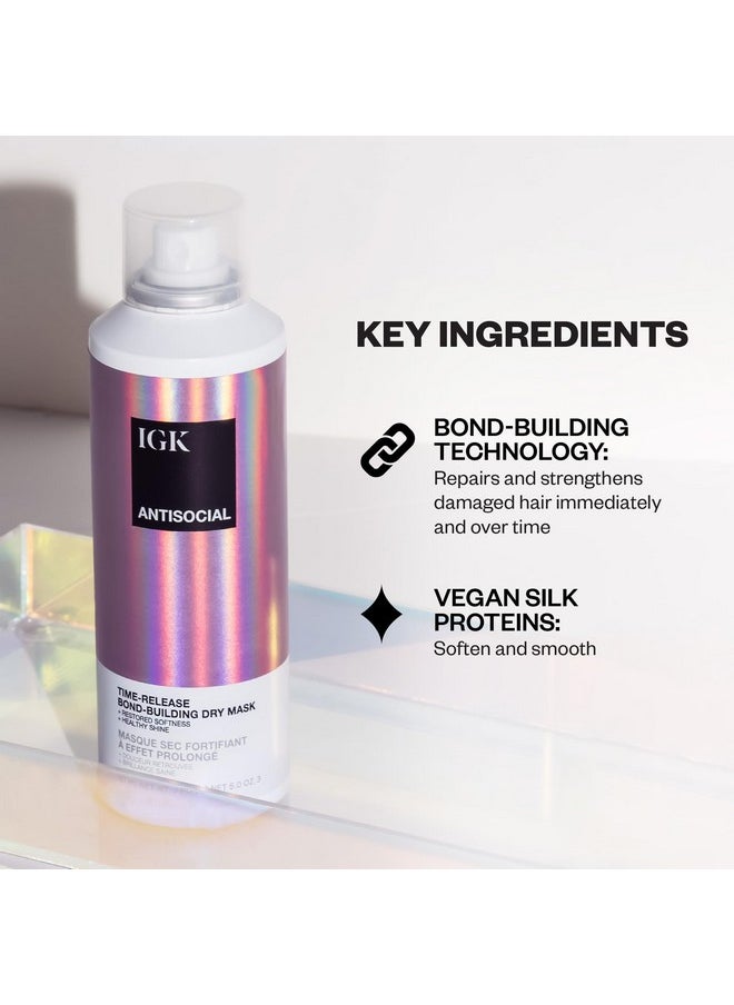 iGK IGK ANTISOCIAL Bond-Building Dry Hair Mask, overnight dry hair mask for damaged hair, revive healthy hair, hair treatment, product for hair breakage, vegan protein treatment 5 Oz  - Image 3