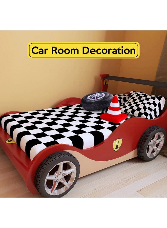 Woanger 2 Pcs Racing Pillow Room Decorations Set 15.7 Inch Big Creative 3D Simulation Wheel Pillow Funny Cone Traffic Light and Stop Sign Soft Race Car Tire Plush for Kid Room(Traffic Cone) - Image 3