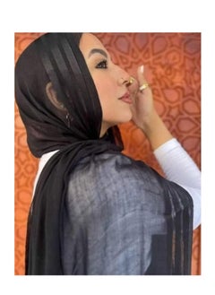 Generic Plain linen muslin 3 line style hijab, comfortable and gorgeous for women  - Image 3