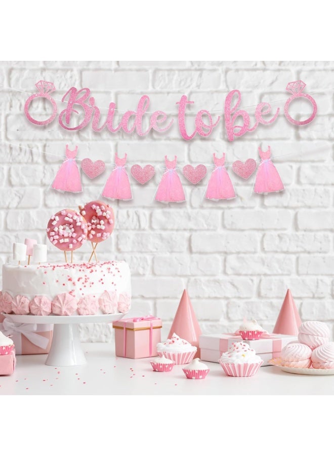 Bride to be Banner Decorations, Wedding Dress Banner for Bridal Shower Wedding Engagement Party Decorations Supplies (Pink) - Image 2