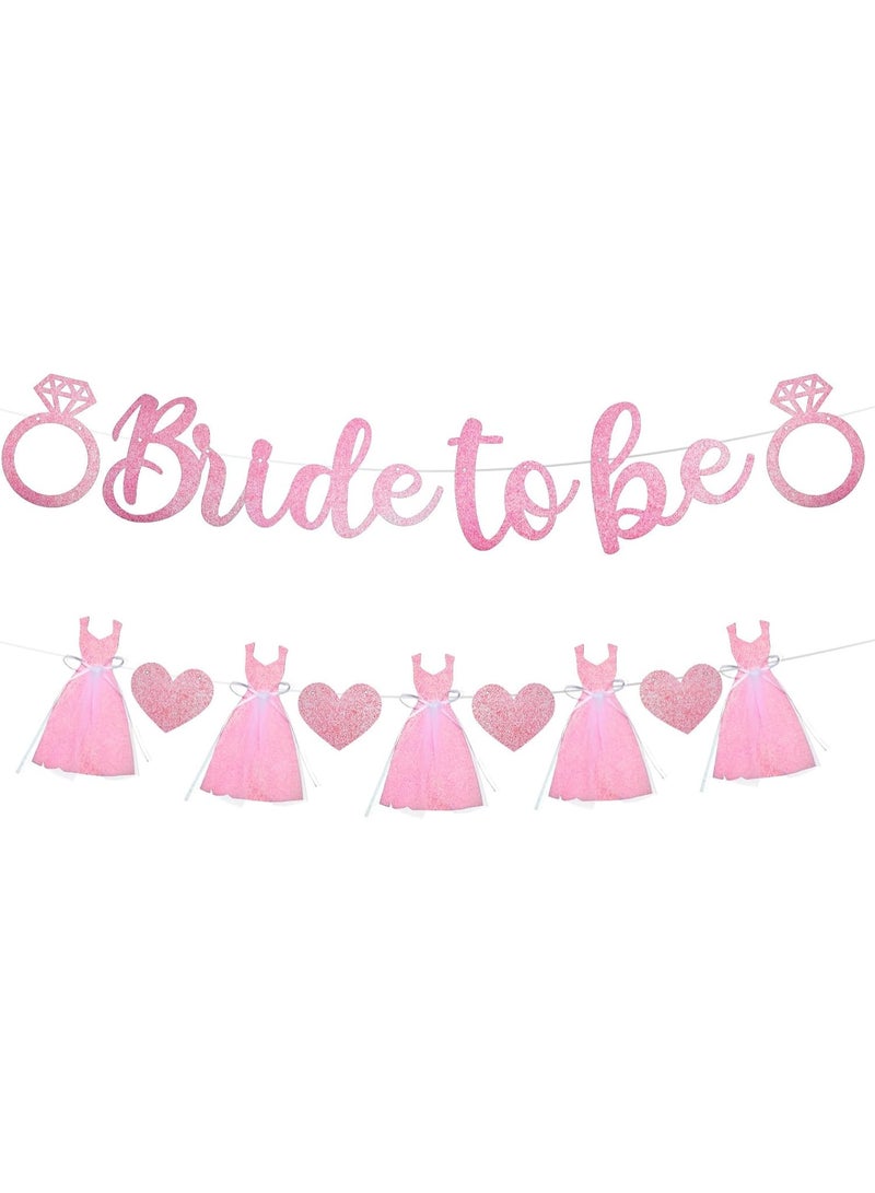 Bride to be Banner Decorations, Wedding Dress Banner for Bridal Shower Wedding Engagement Party Decorations Supplies (Pink) - Image 1