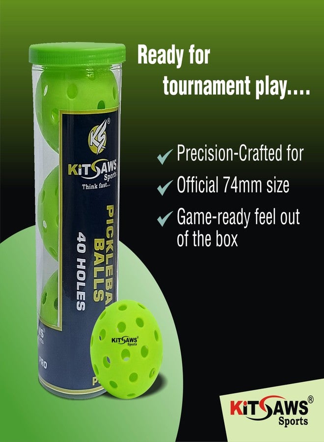 KITSAWS Pickleball Balls Hunter Pro 40 Outdoor Tournament Balls (Pack of 3) | Durable Crack-Resistant with Seamless Build & Consistent Bounce with 40 Precision Drilled Holes | for Beginners & Pros. - Image 3