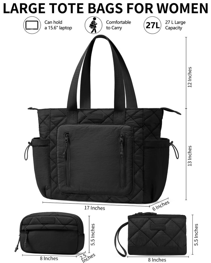 Bagstellar Puffer Tote Bag for Women, Lightweight Puffy Work Laptop Handbag Teacher Nurse Quilted Shoulder School Daily Travel Gym Bag - Image 4