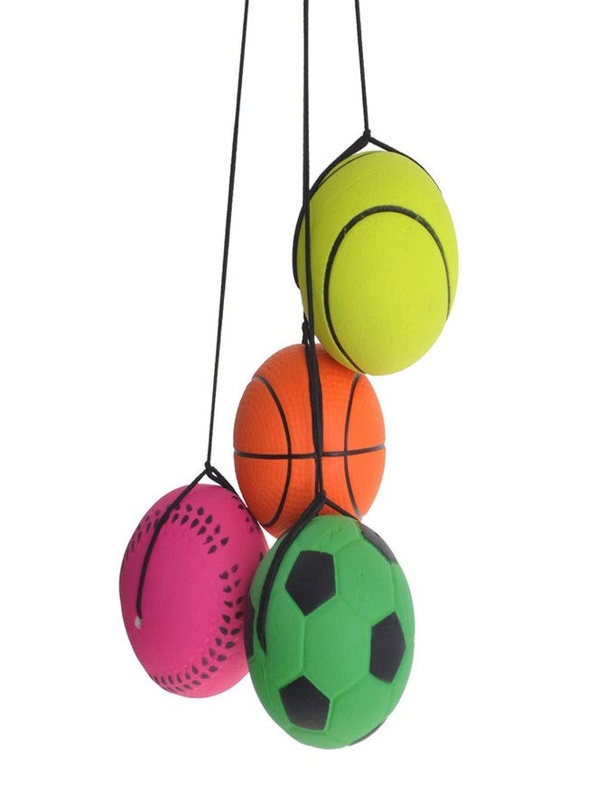 GOGO Pack of 6 Rubber Bouncy Balls with Wrist Strap & String for Finger Exercise - Image 3