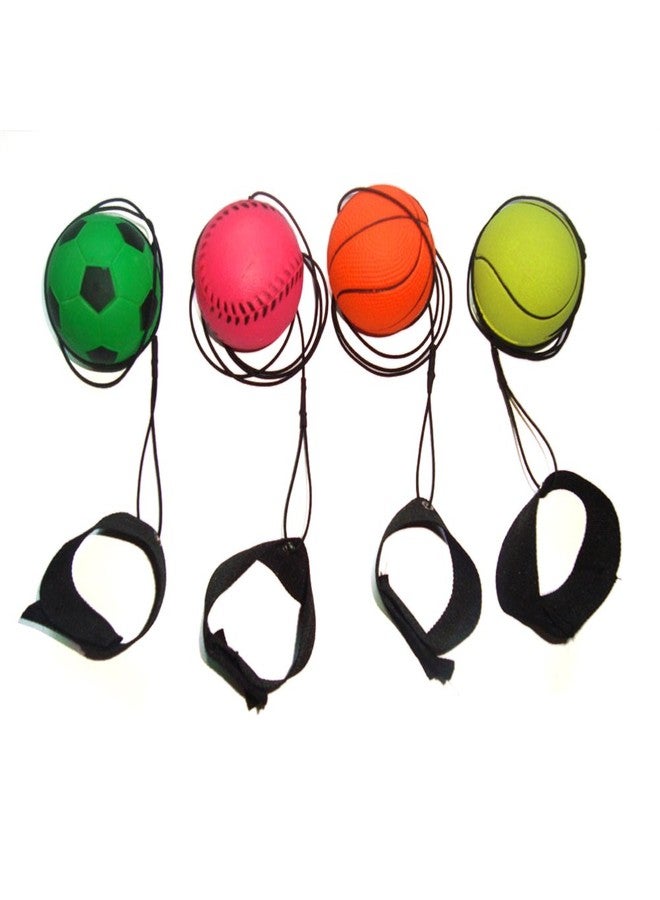 GOGO Pack of 6 Rubber Bouncy Balls with Wrist Strap & String for Finger Exercise - Image 2