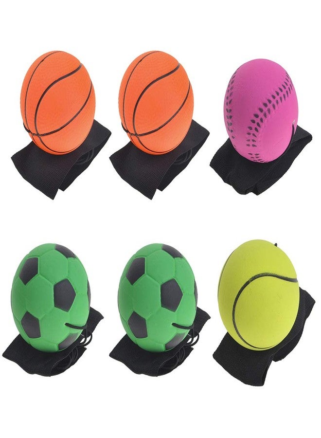GOGO Pack of 6 Rubber Bouncy Balls with Wrist Strap & String for Finger Exercise - Image 1