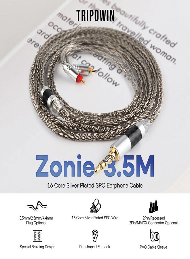 Linsoul Tripowin Zonie IEM Cable, 16 Core Silver Plated Earphone Upgraded Cords, 1.25m SPC in Ear Monitor Cable for 7HZ Timeless AE TINHIFI T2 PRO T3 T4(MMCX, 3.5mm)(Grey) - Image 2