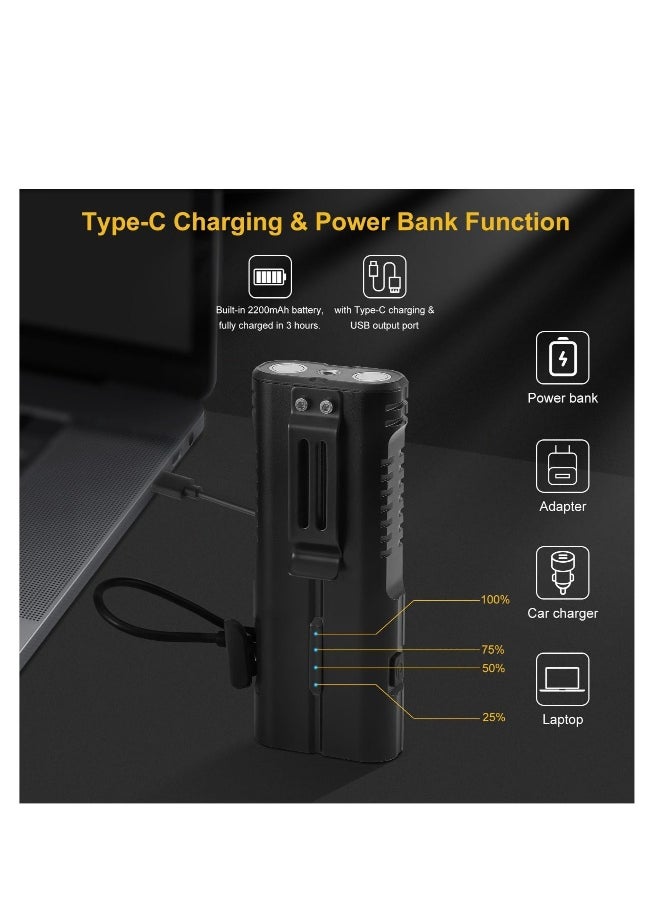 Generic - Small Powerful Torch LED, Super Bright 1000LM LED Keychain Flashlight, Rechargeable 300 Meters IPX4 Small Powerful Pocket Torch, with 7 Light Modes & Magnetic Tail, for Camping and Emergency Use - Image 1